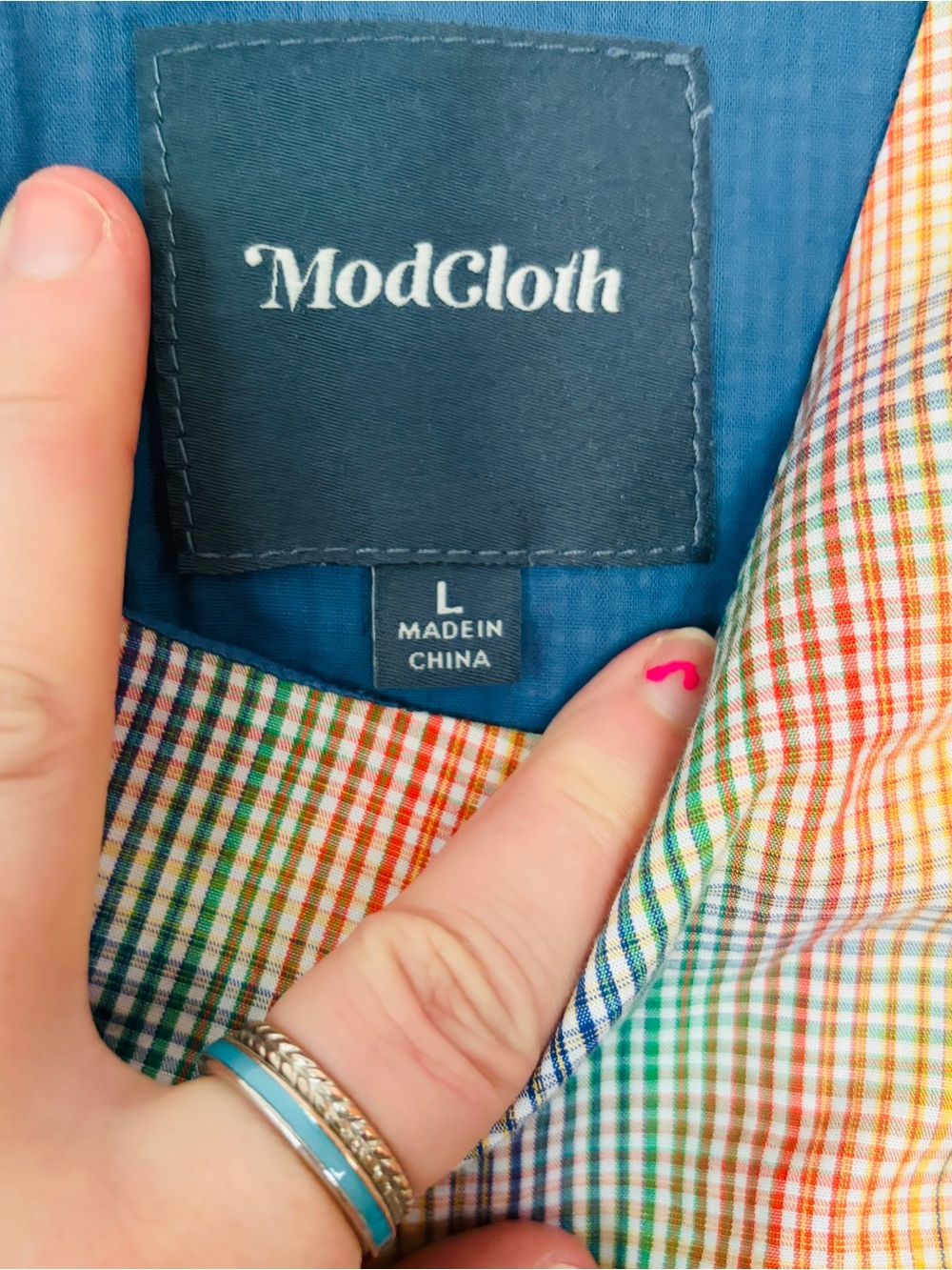 Adorable Modcloth Multicolor Rainbow Checkered Plaid Cotton Dress! Like New! - Picture 6 of 14